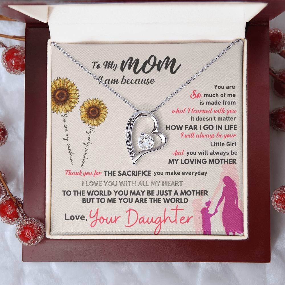 To My Mom Heart Necklace Gift