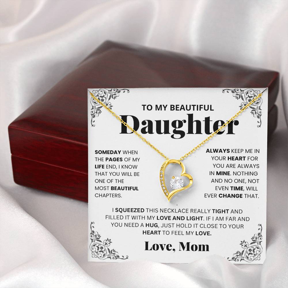To My Daughter Heart Necklace Gift From Mom