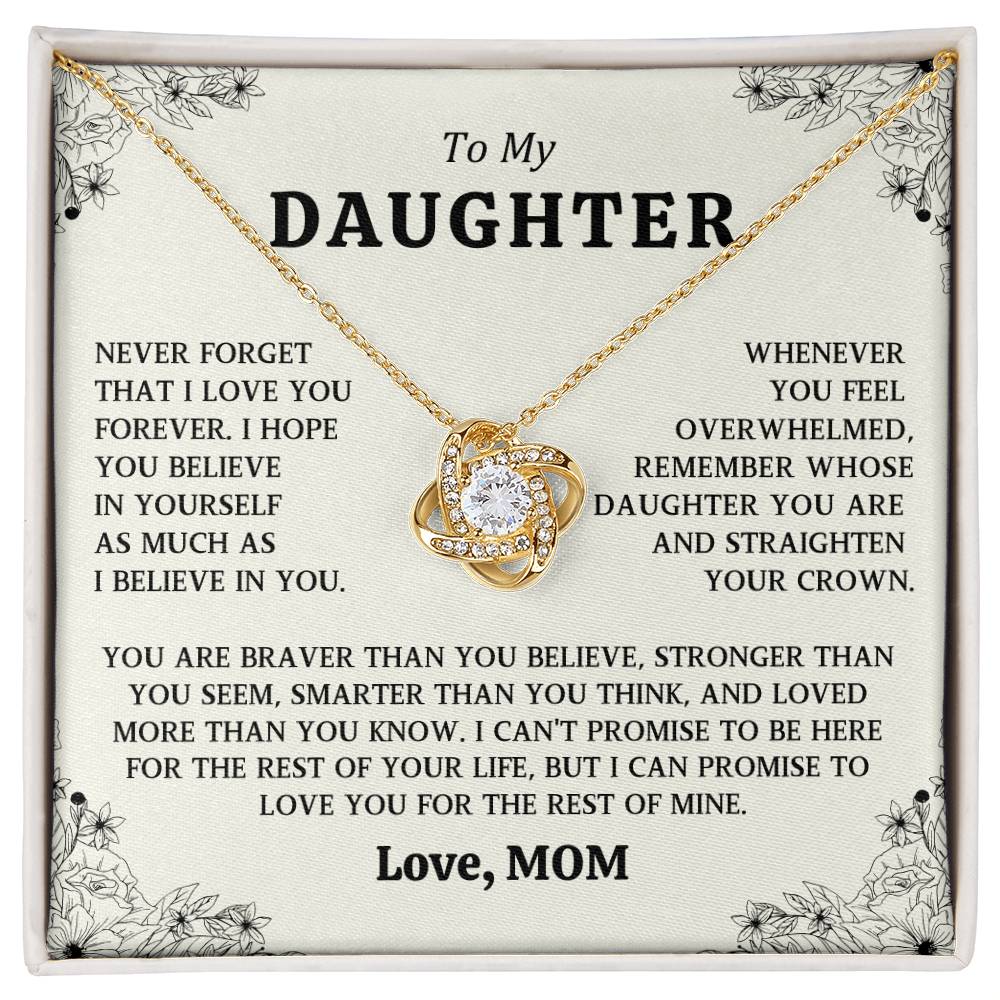 To My Daughter Love Knot Necklace From Mom Gift