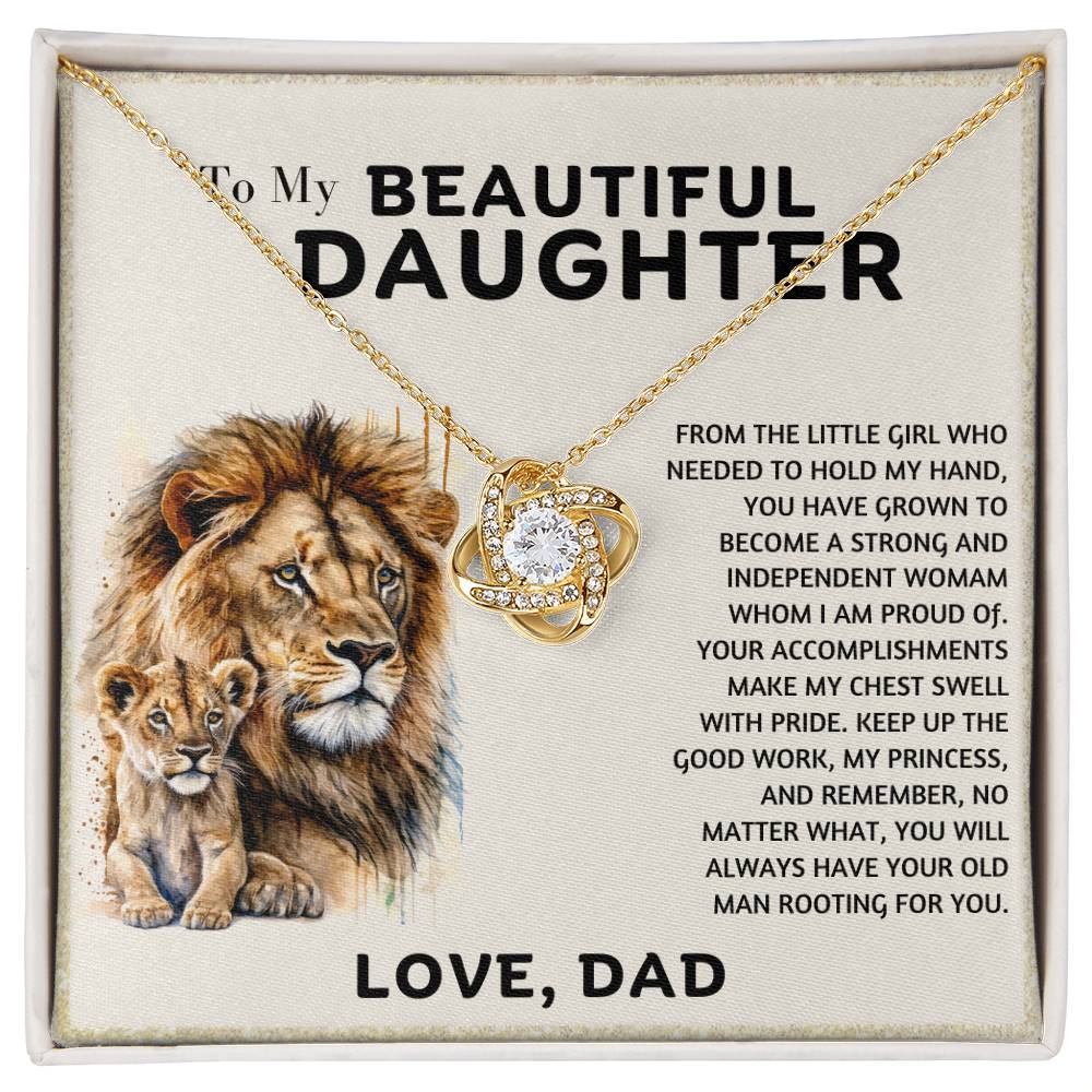 To My Beautiful Daughter Heart Knot Necklace
