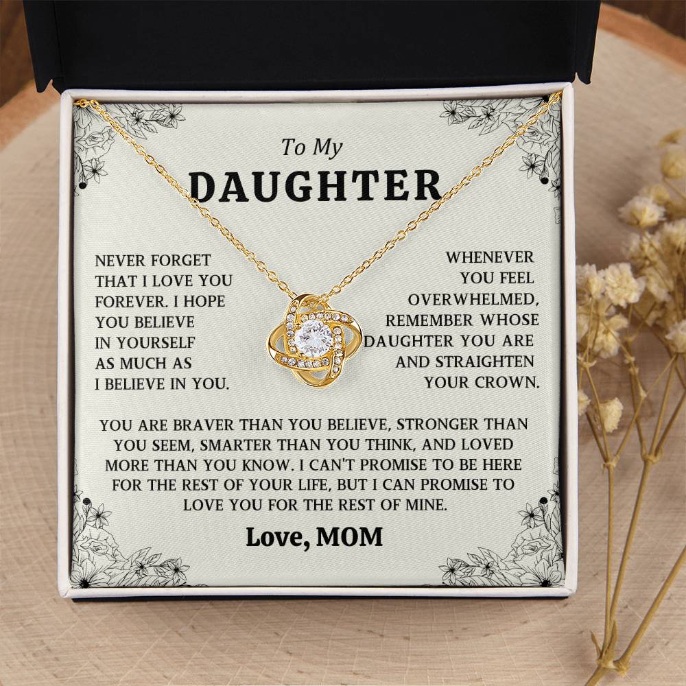 To My Daughter Love Knot Necklace From Mom Gift