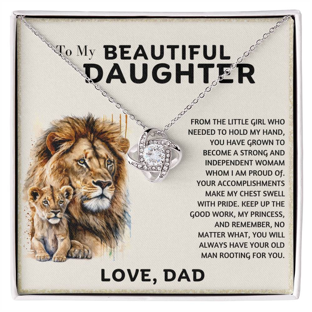 To My Beautiful Daughter Heart Knot Necklace