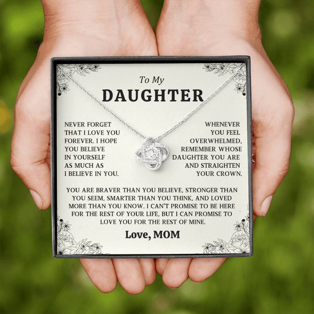 To My Daughter Love Knot Necklace From Mom Gift