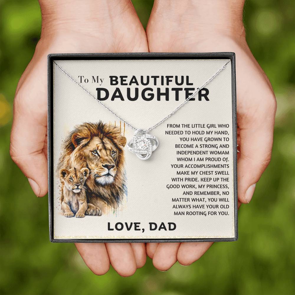 To My Beautiful Daughter Heart Knot Necklace