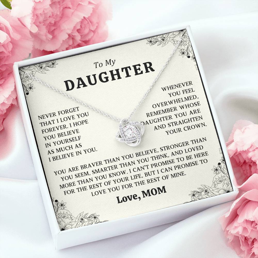To My Daughter Love Knot Necklace From Mom Gift