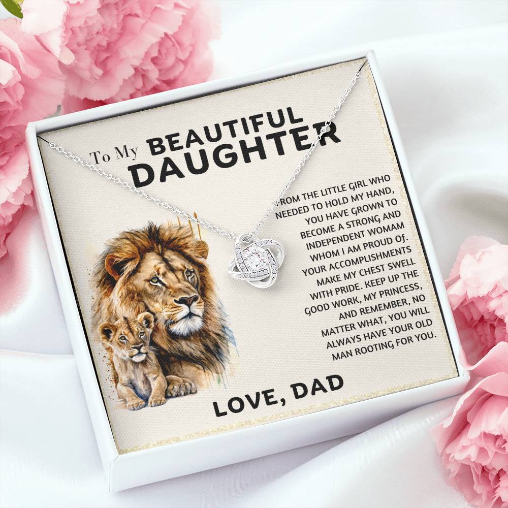 To My Beautiful Daughter Heart Knot Necklace