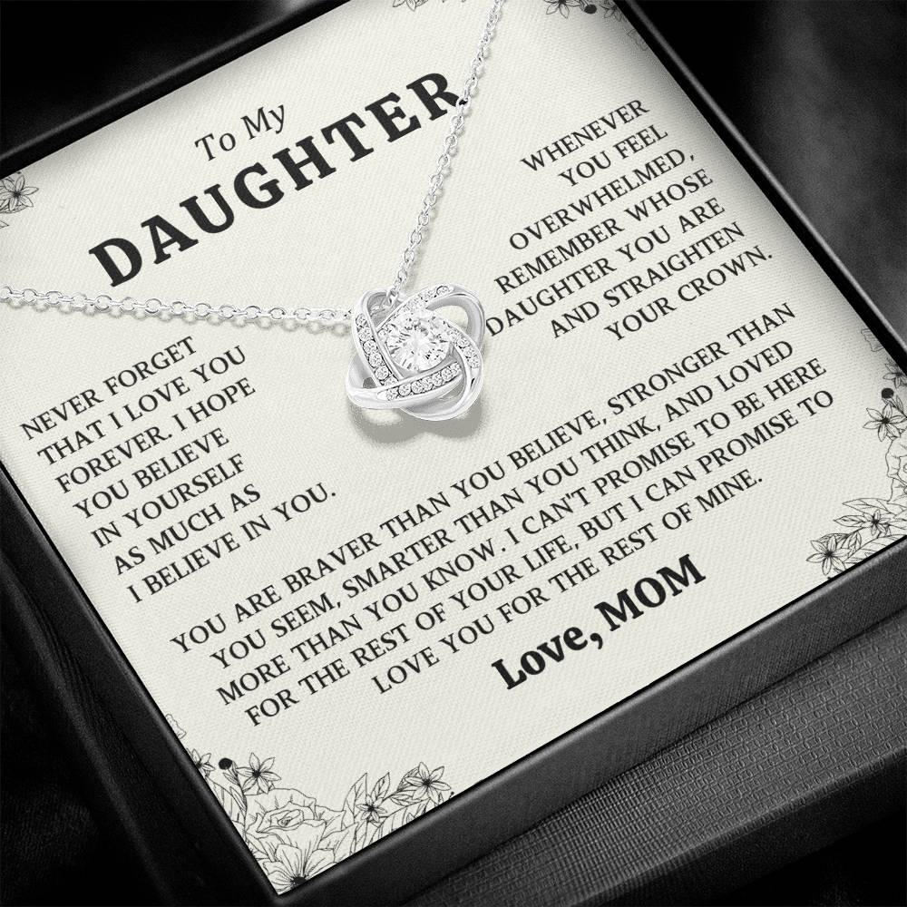 To My Daughter Love Knot Necklace From Mom Gift