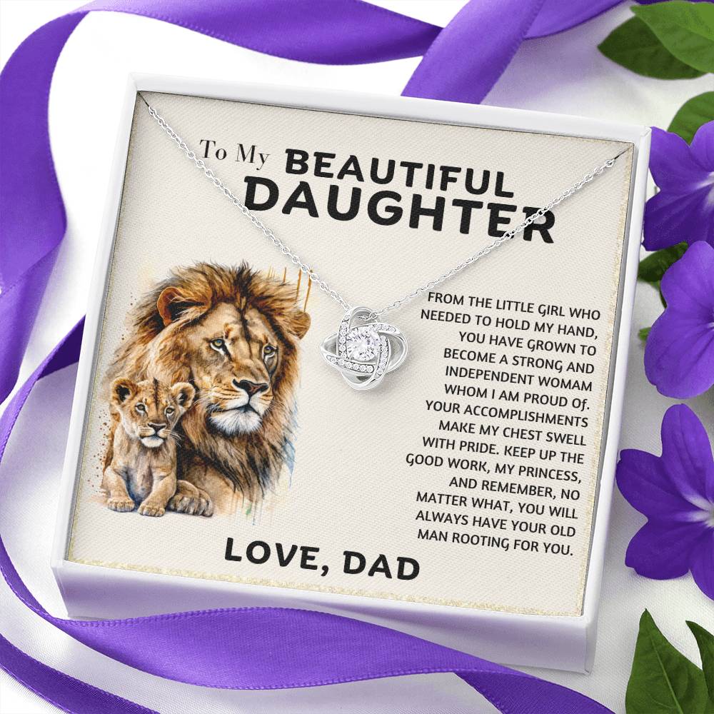 To My Beautiful Daughter Heart Knot Necklace