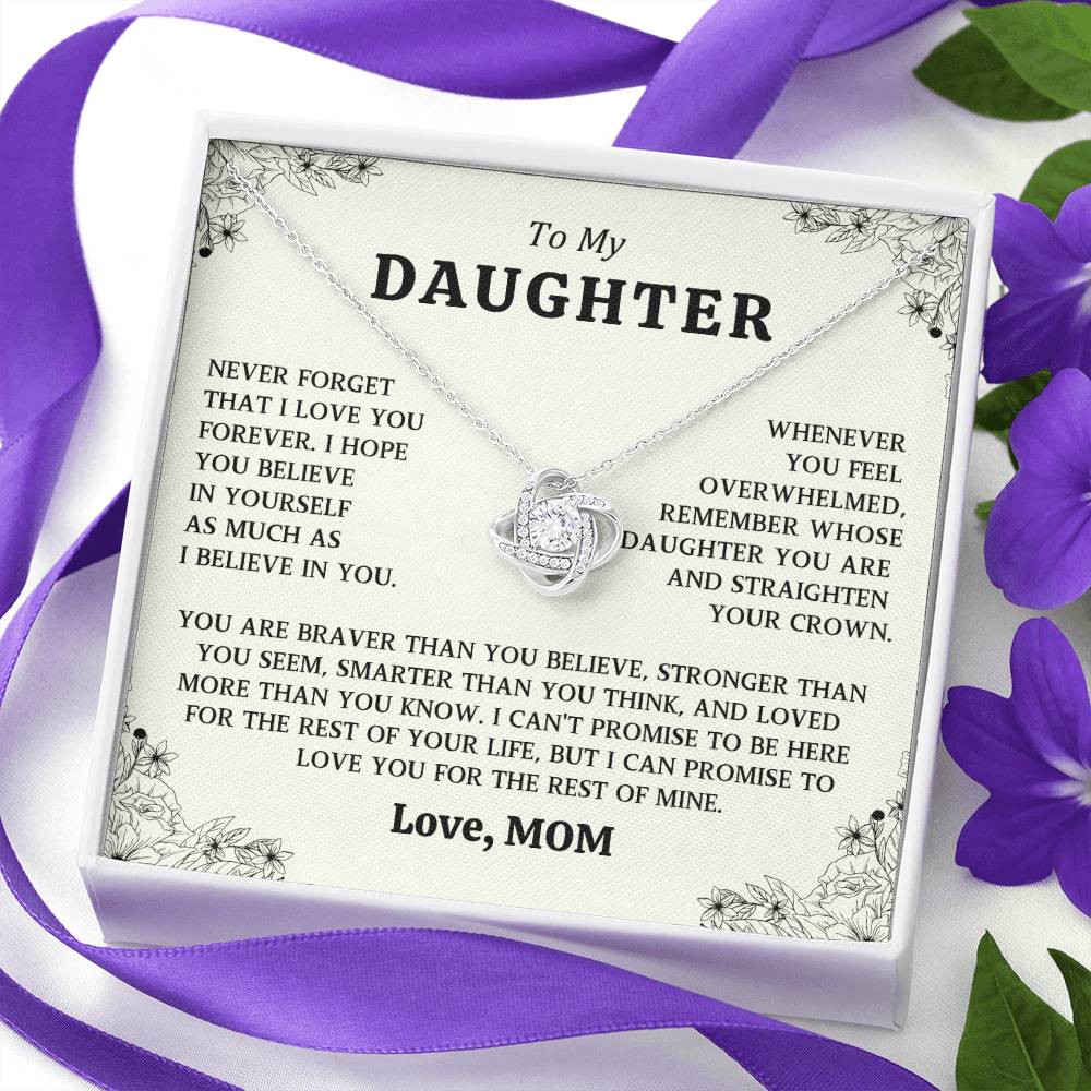To My Daughter Love Knot Necklace From Mom Gift