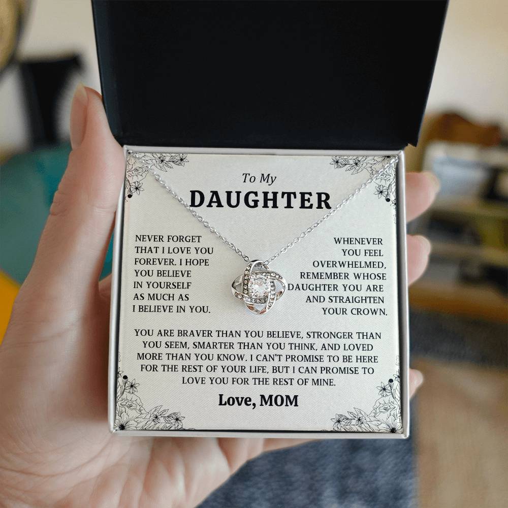 To My Daughter Love Knot Necklace From Mom Gift