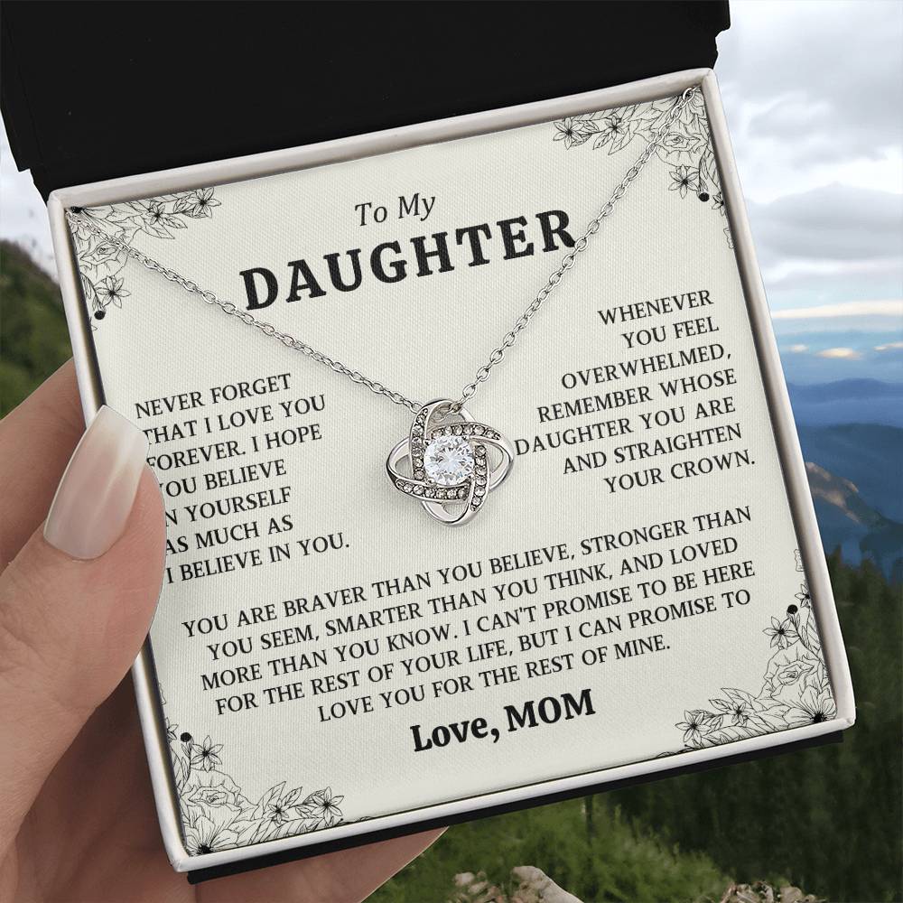 To My Daughter Love Knot Necklace From Mom Gift