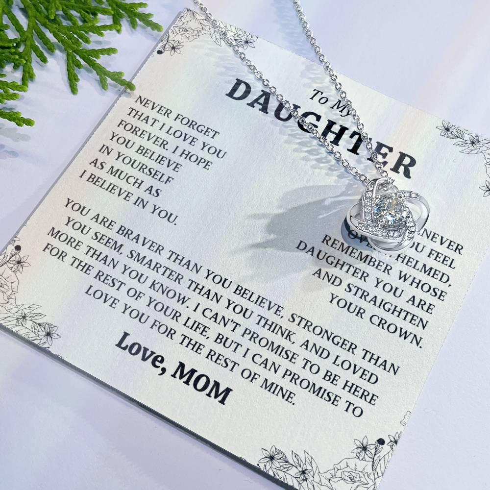 To My Daughter Love Knot Necklace From Mom Gift