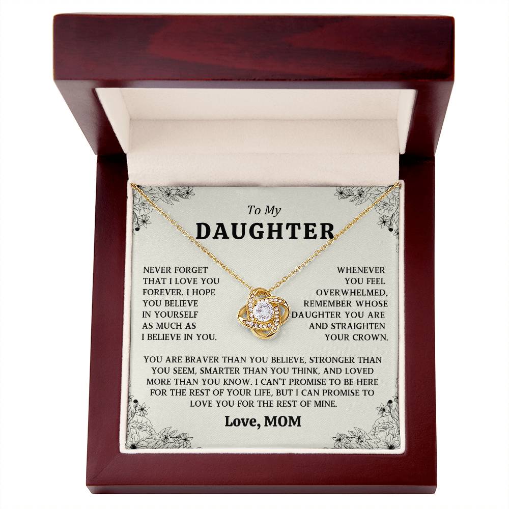 To My Daughter Love Knot Necklace From Mom Gift