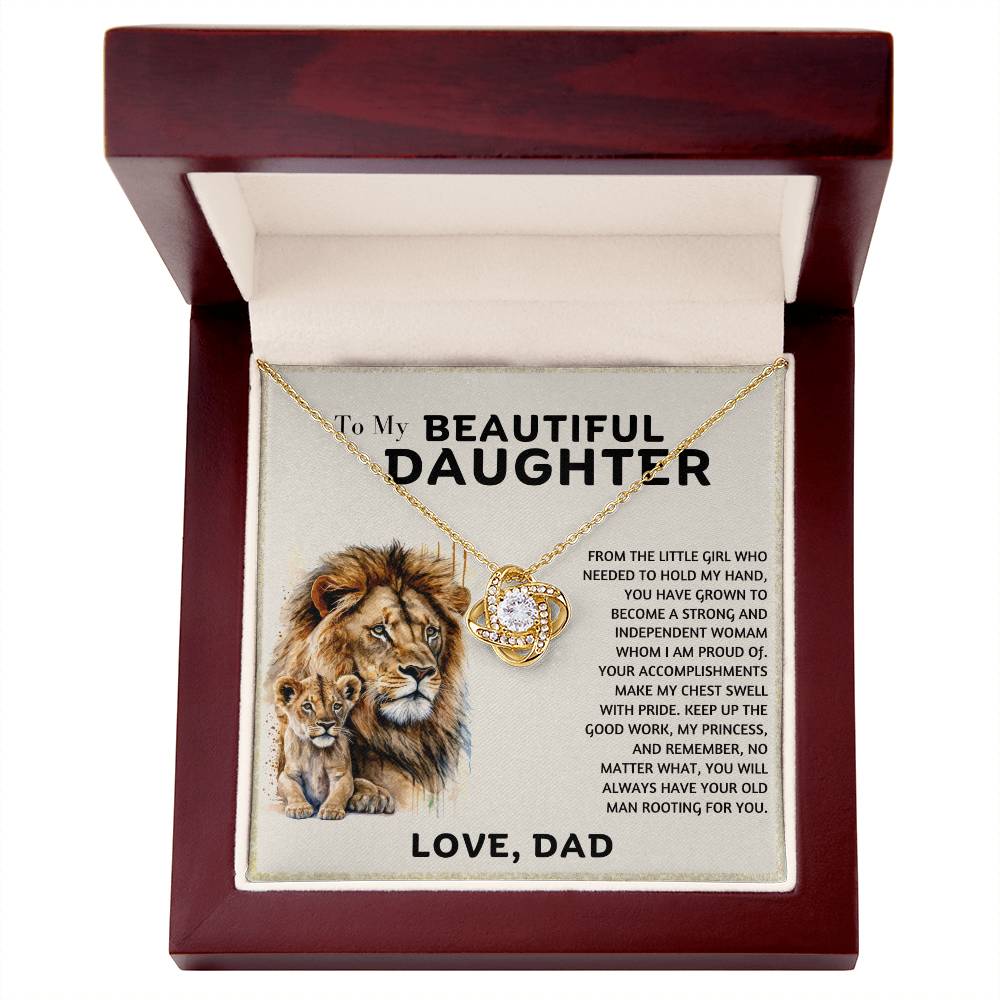 To My Beautiful Daughter Heart Knot Necklace