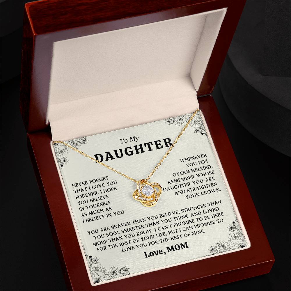 To My Daughter Love Knot Necklace From Mom Gift