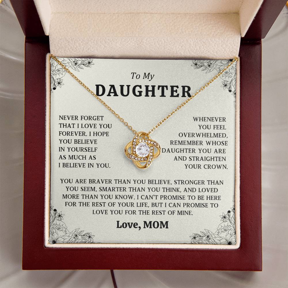 To My Daughter Love Knot Necklace From Mom Gift