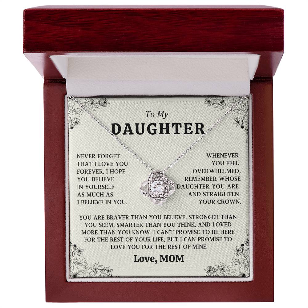 To My Daughter Love Knot Necklace From Mom Gift