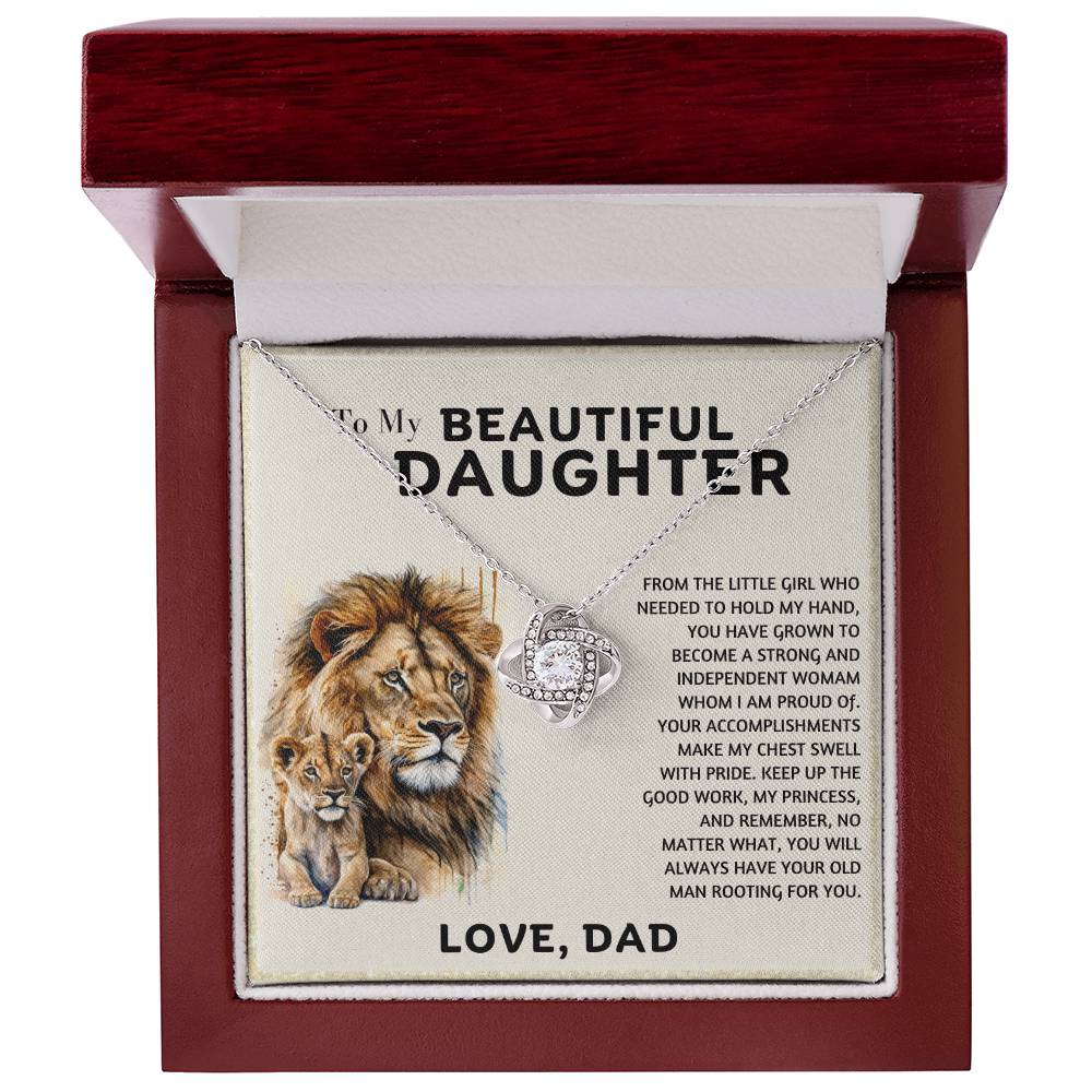 To My Beautiful Daughter Heart Knot Necklace
