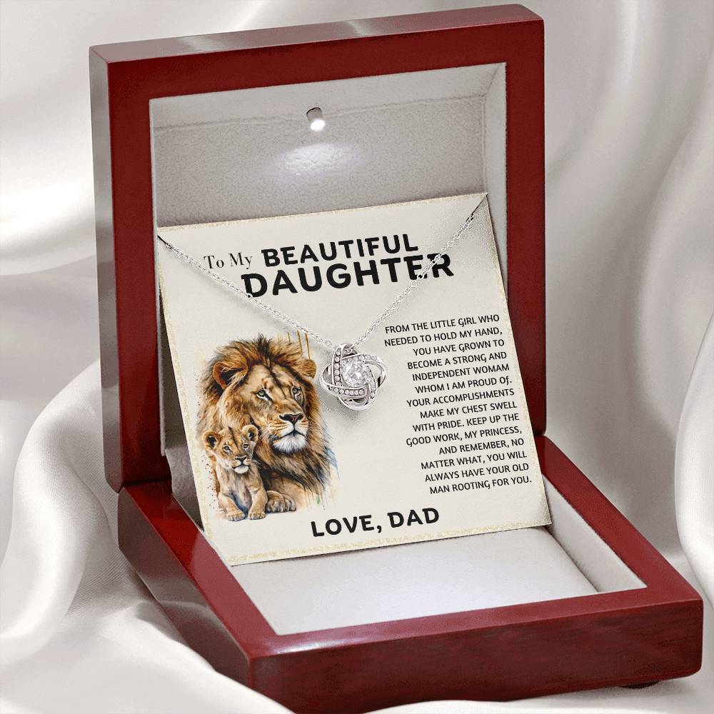 To My Beautiful Daughter Heart Knot Necklace