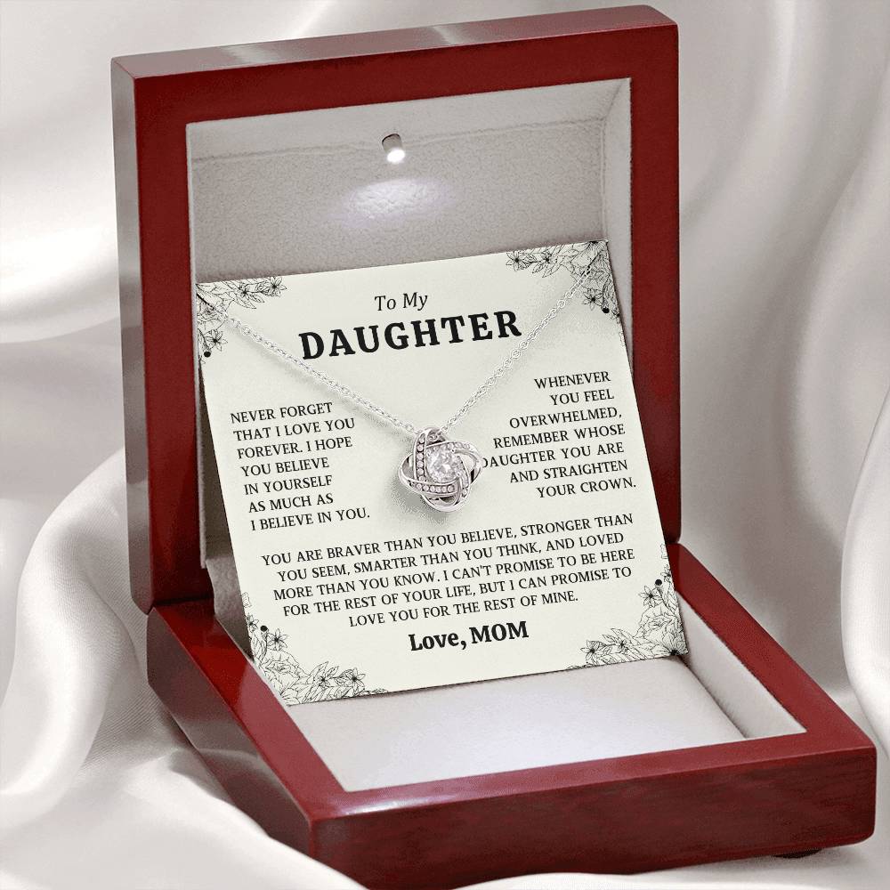 To My Daughter Love Knot Necklace From Mom Gift