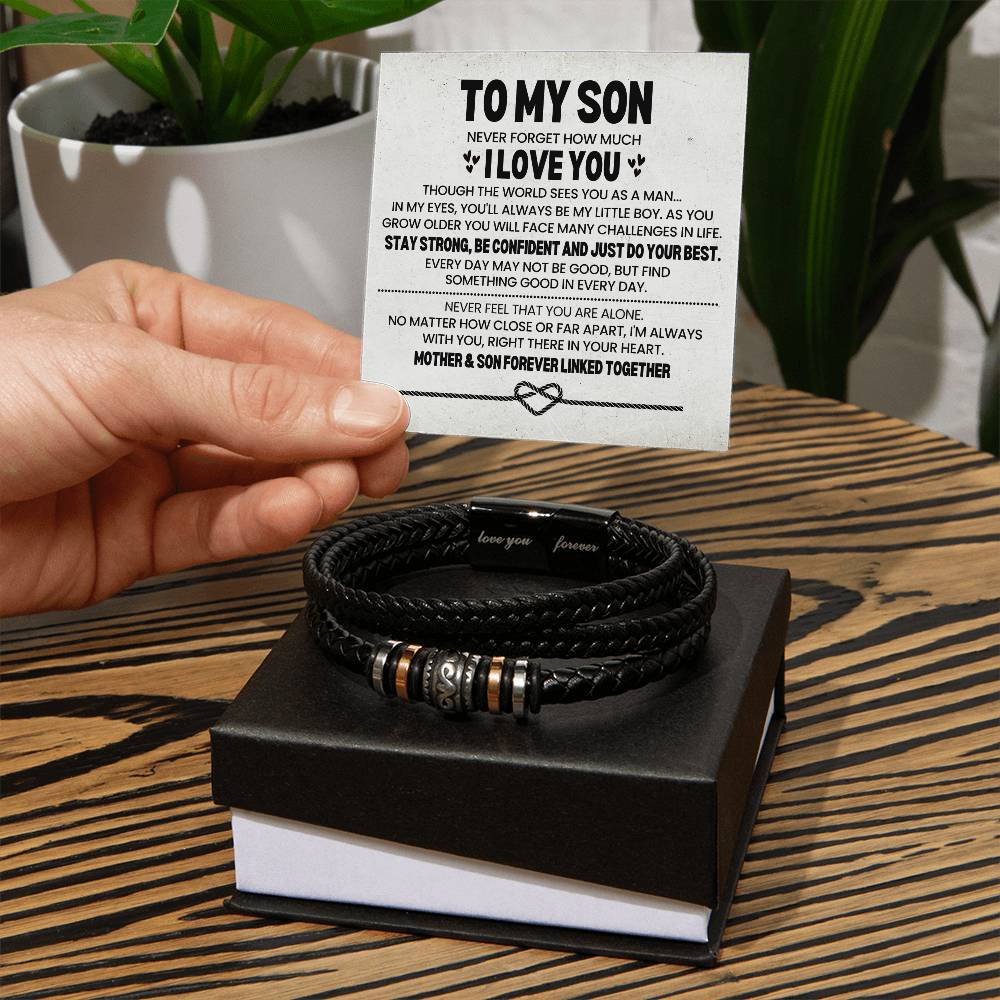 To My Son Leather Bracelet From Mom