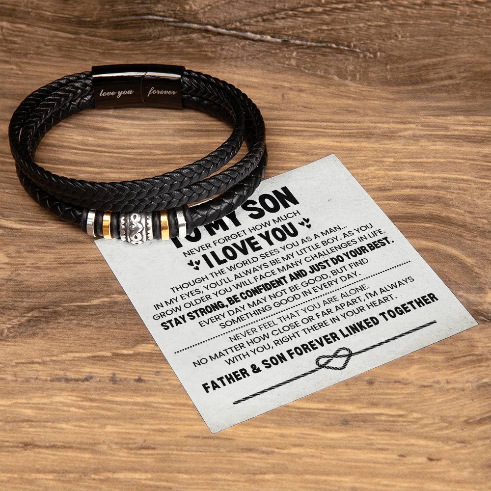 To My Son Leather Bracelet Gift From Dad
