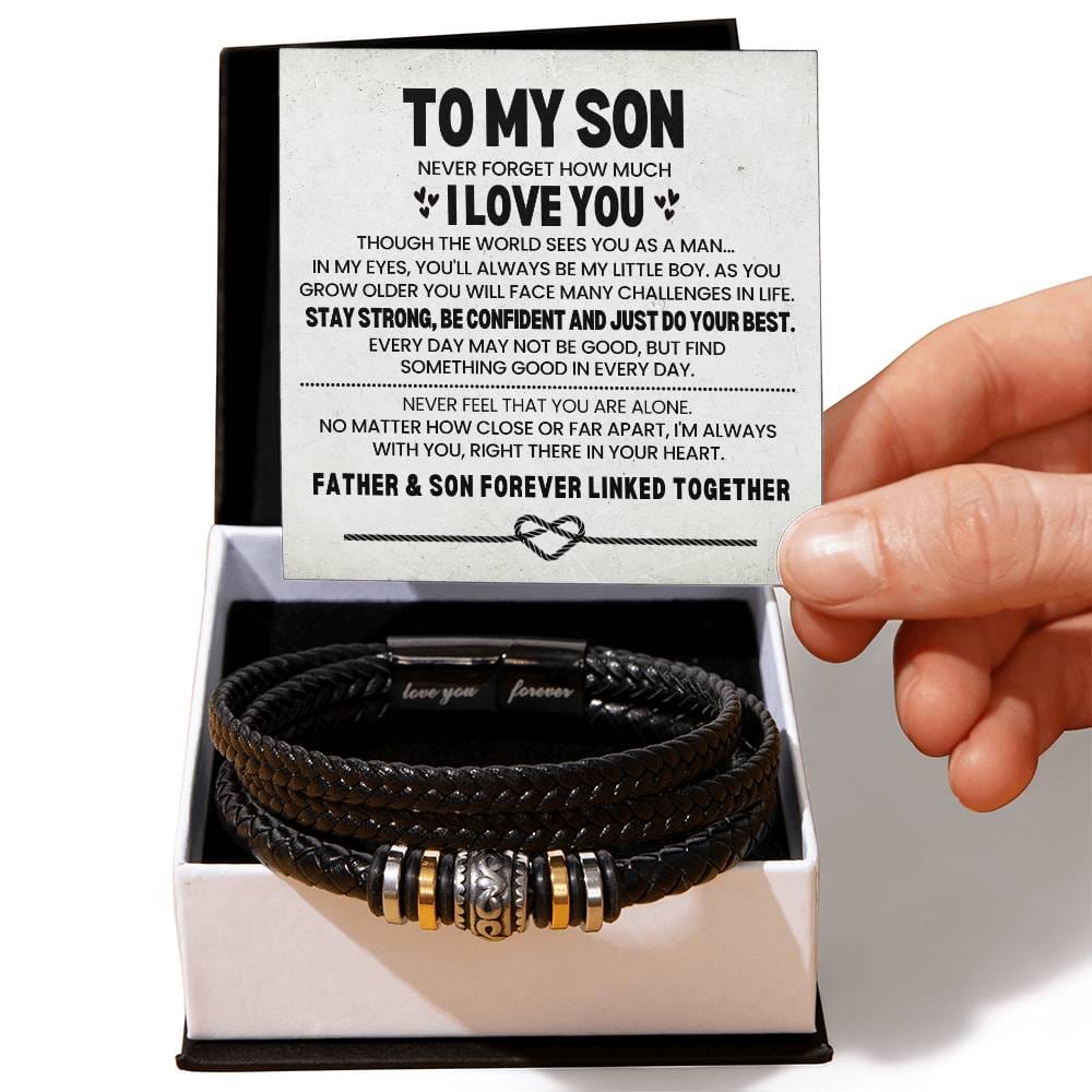 To My Son Leather Bracelet Gift From Dad