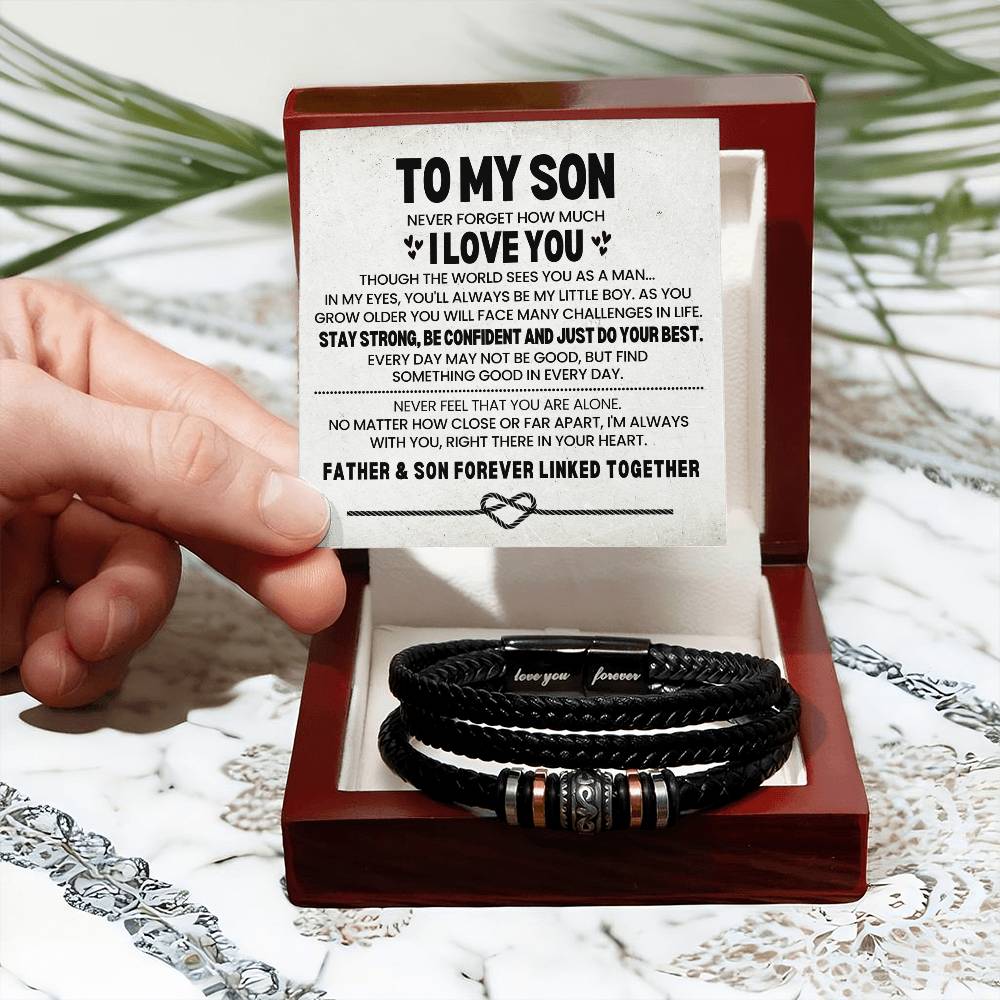 To My Son Leather Bracelet Gift From Dad