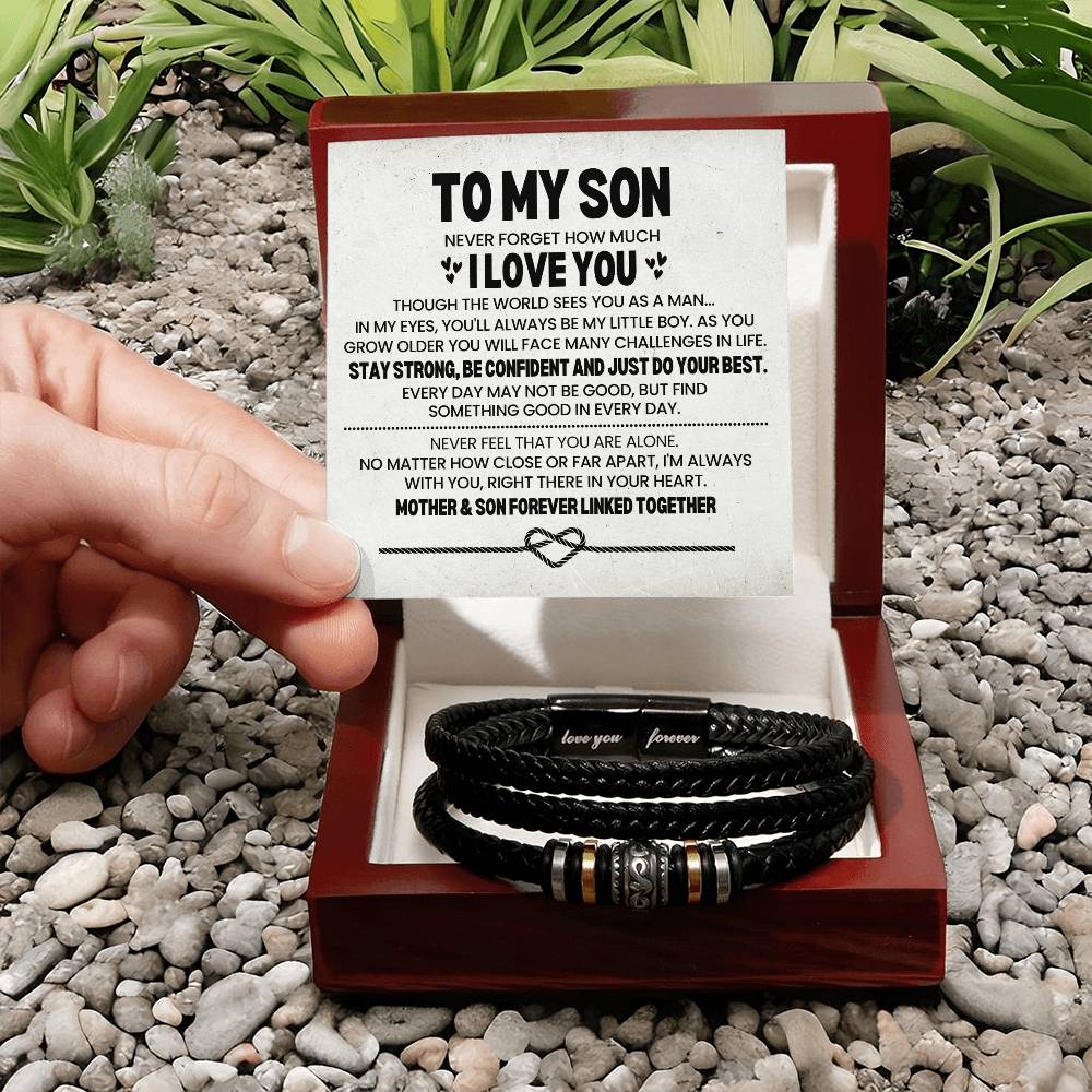 To My Son Leather Bracelet From Mom