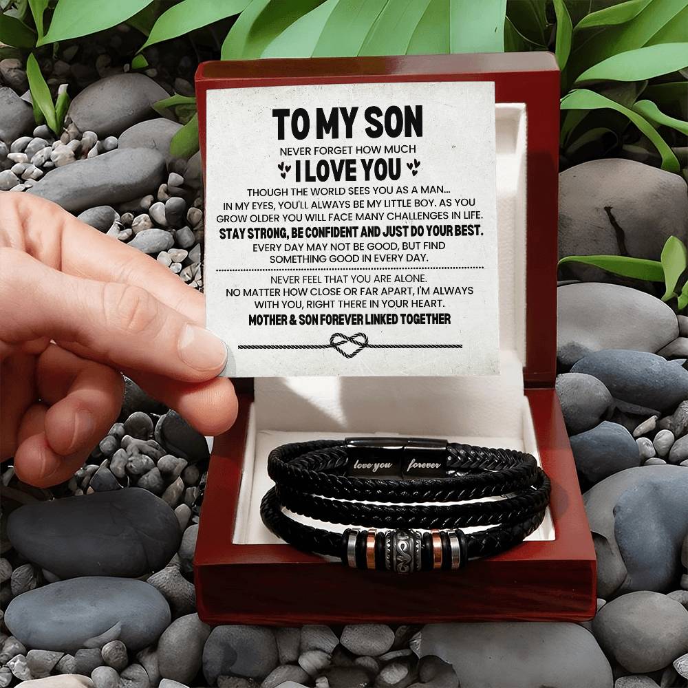 To My Son Leather Bracelet From Mom