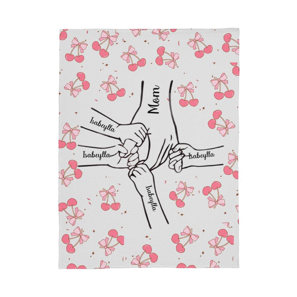Personalized Cherry Fleece Blanket For Mom