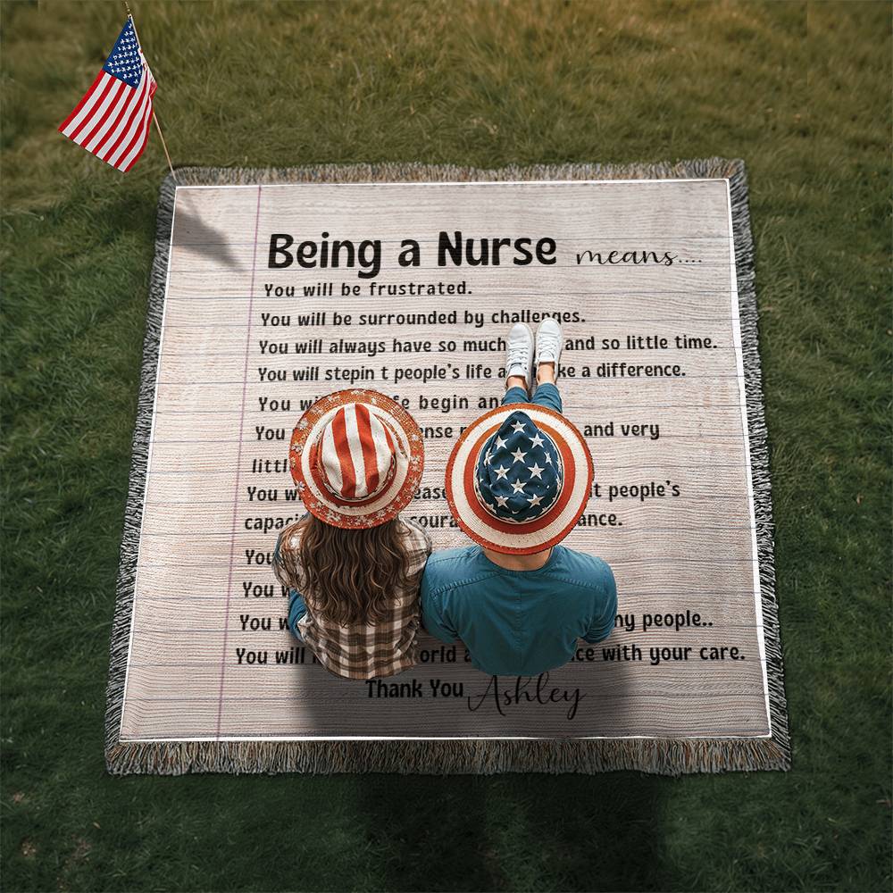 Personalized Nurse Woven Blanket Gift