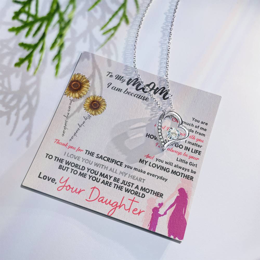 To My Mom Heart Necklace Gift