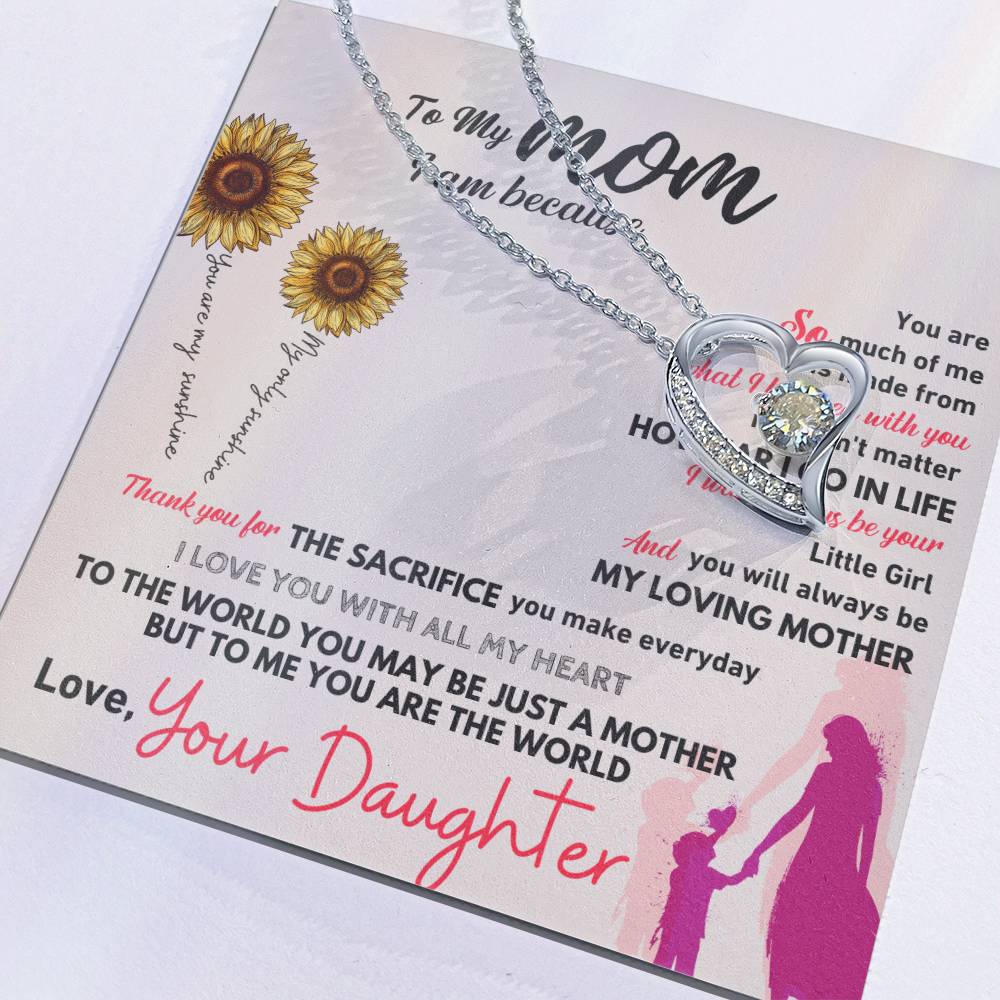 To My Mom Heart Necklace Gift