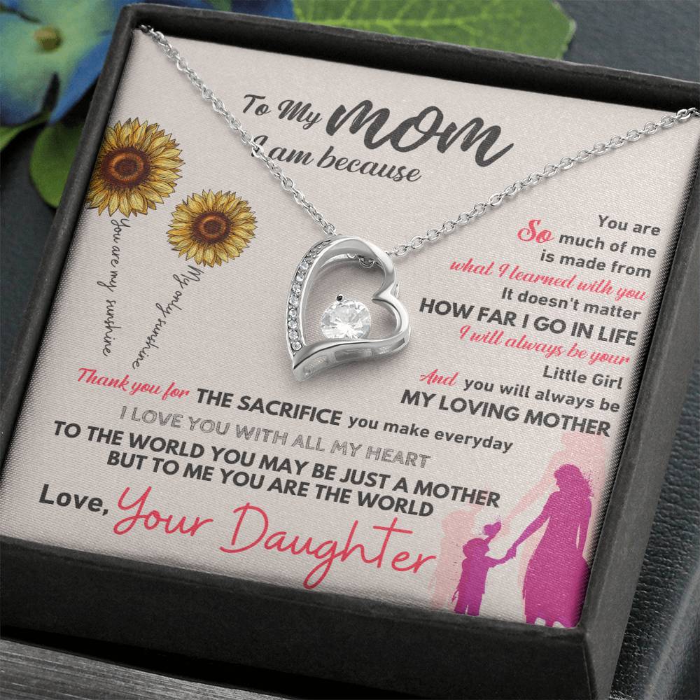 To My Mom Heart Necklace Gift