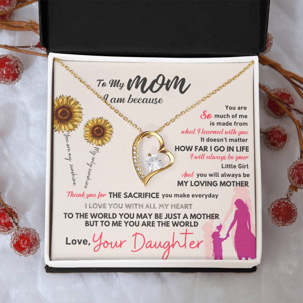 To My Mom Heart Necklace Gift