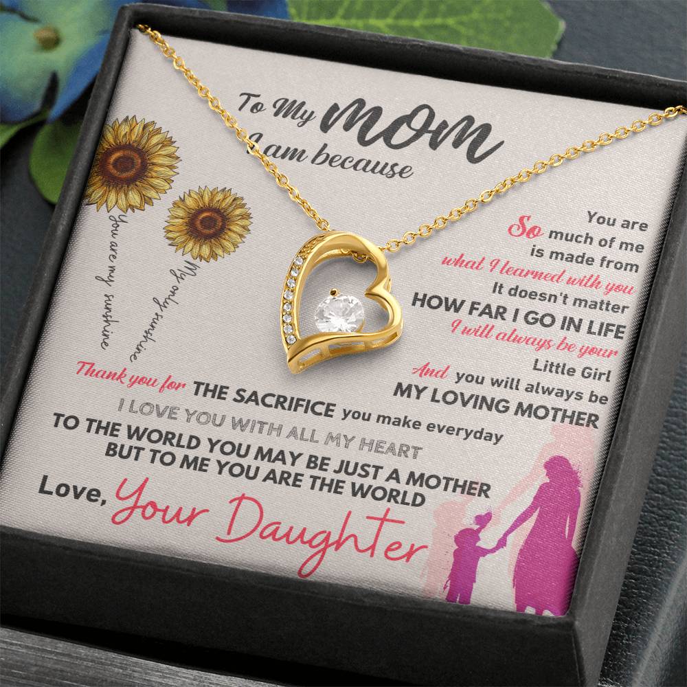 To My Mom Heart Necklace Gift