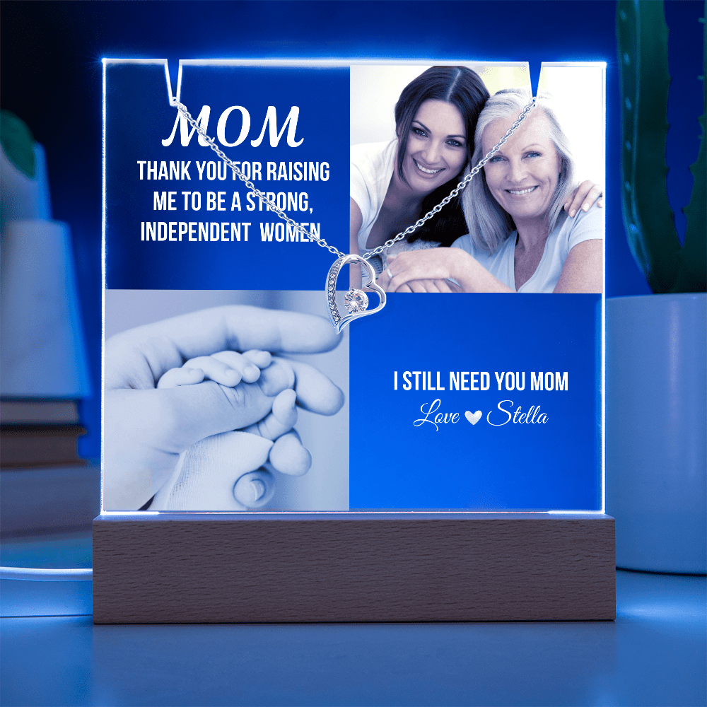 Personalized Acrylic Plaque and Necklace Gift for Mom