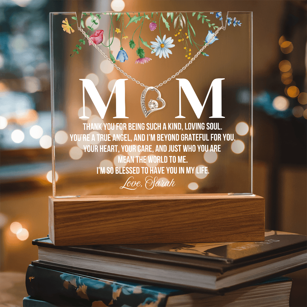Personalized Acrylic Plaque and Necklace for Mom