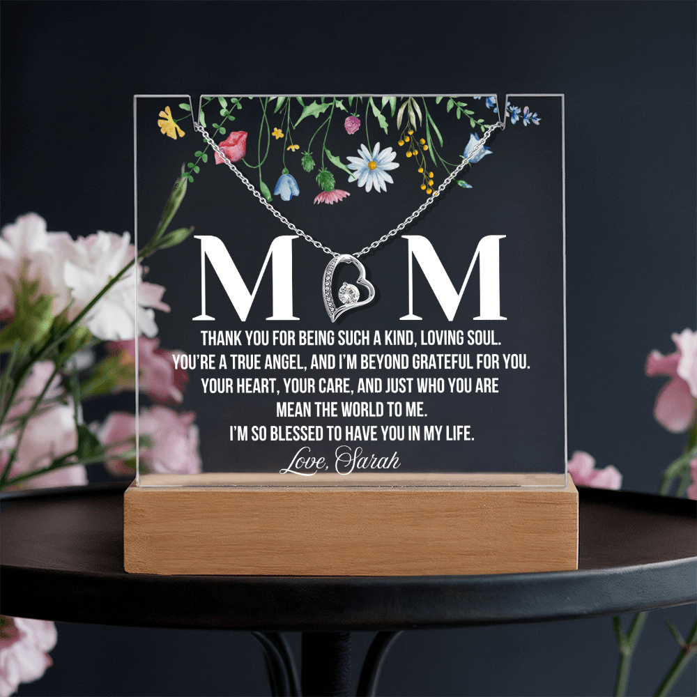 Personalized Acrylic Plaque and Necklace for Mom