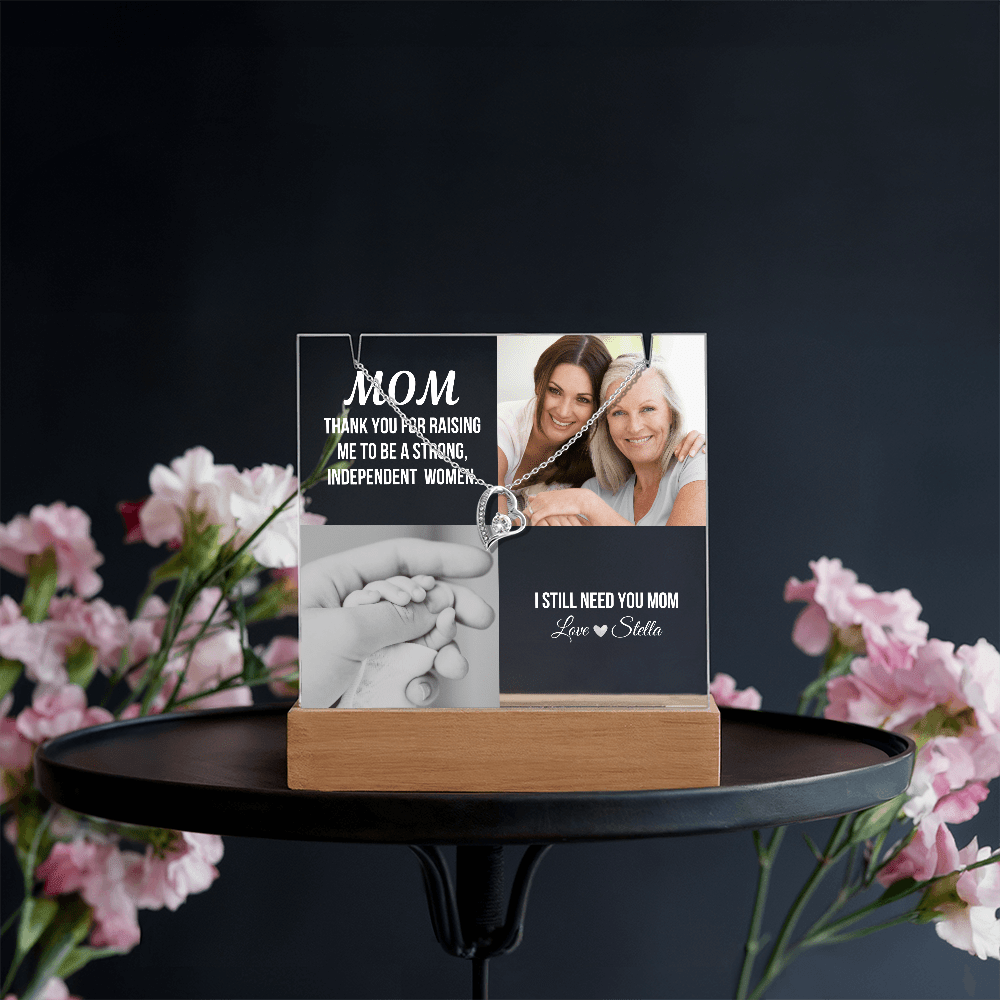 Personalized Acrylic Plaque and Necklace Gift for Mom
