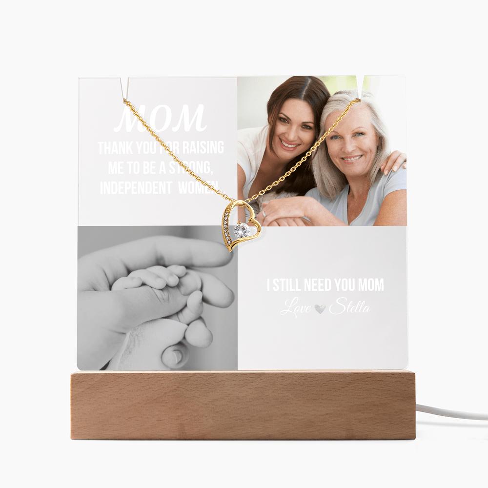 Personalized Acrylic Plaque and Necklace Gift for Mom
