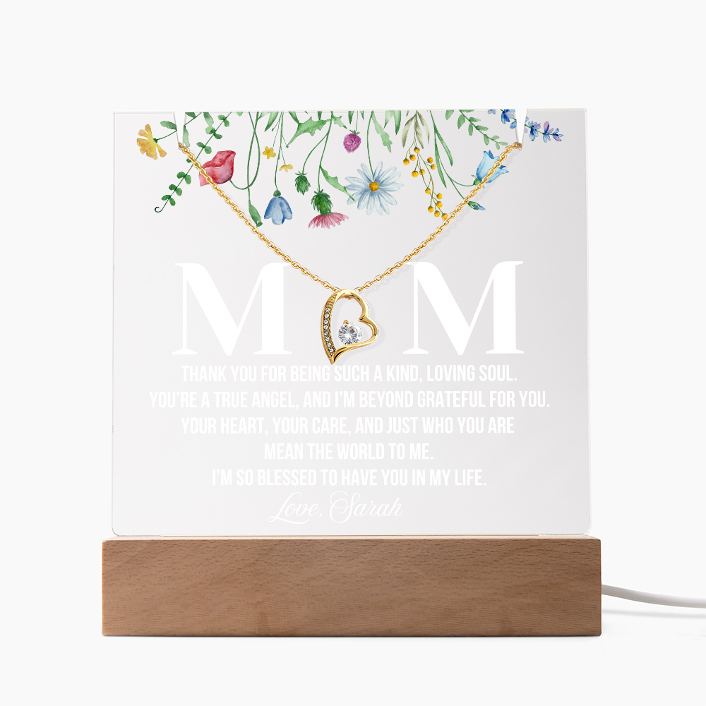 Personalized Acrylic Plaque and Necklace for Mom
