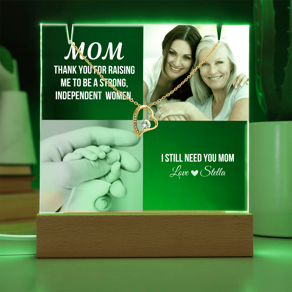 Personalized Acrylic Plaque and Necklace Gift for Mom