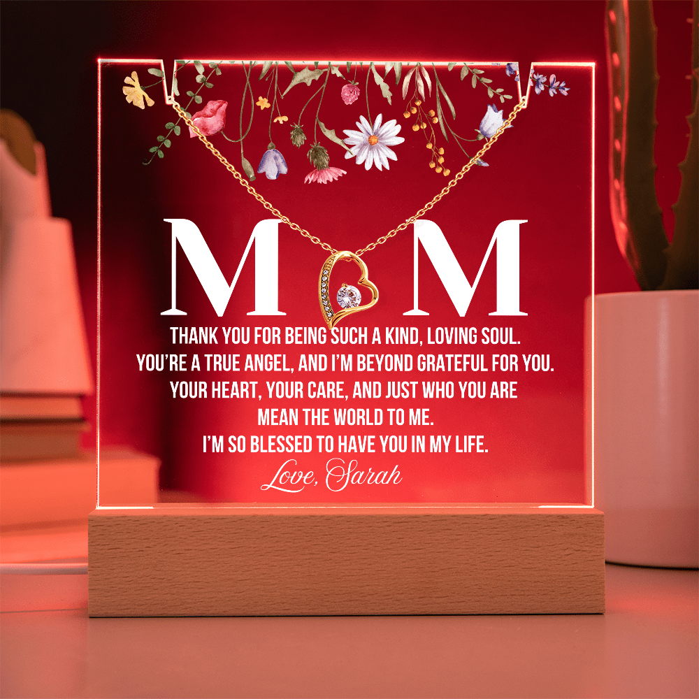 Personalized Acrylic Plaque and Necklace for Mom