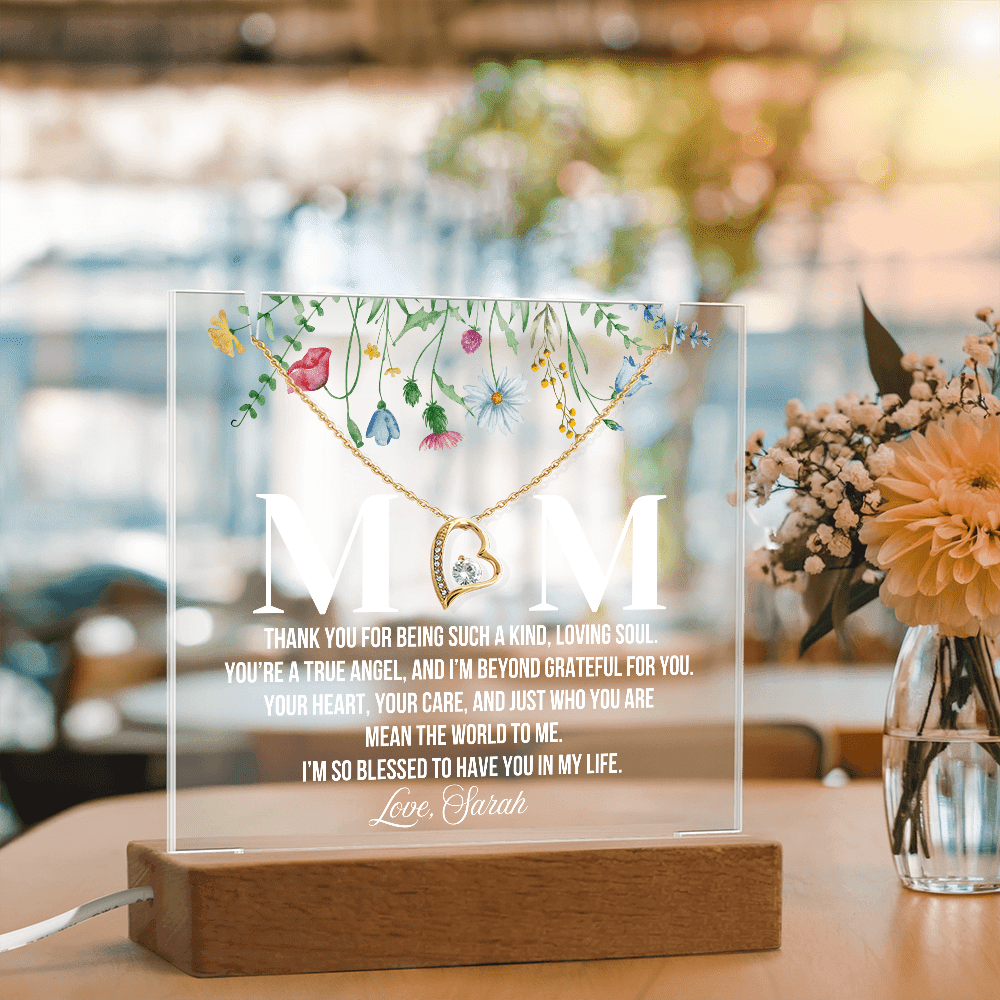 Personalized Acrylic Plaque and Necklace for Mom