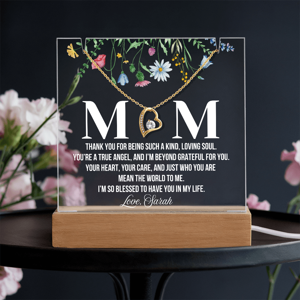 Personalized Acrylic Plaque and Necklace for Mom