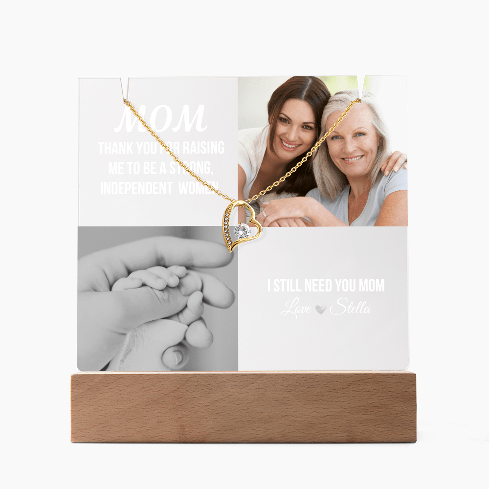 Personalized Acrylic Plaque and Necklace Gift for Mom