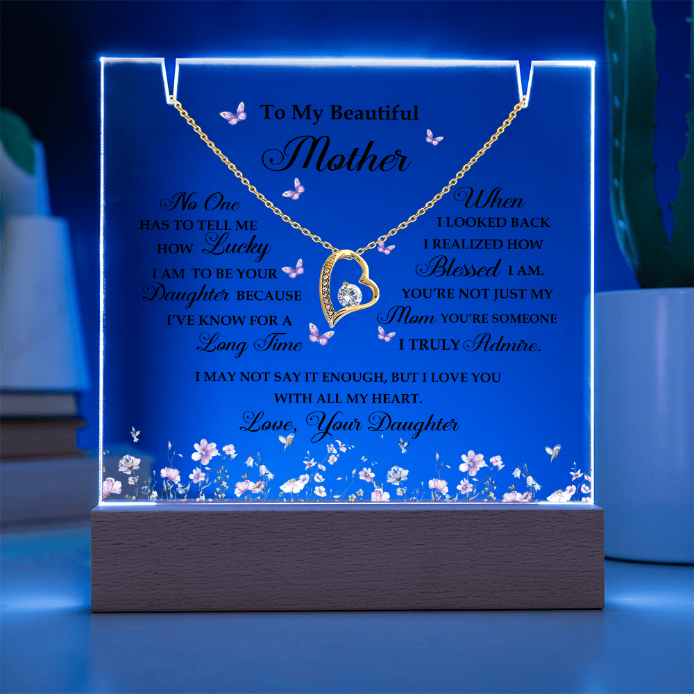 Acrylic Plaque and Heart Necklace for Mom