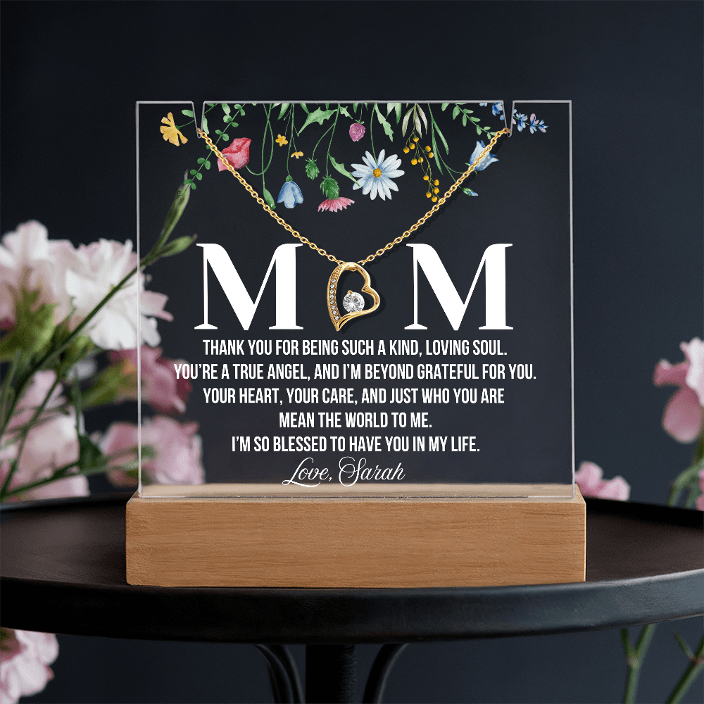 Personalized Acrylic Plaque and Necklace for Mom